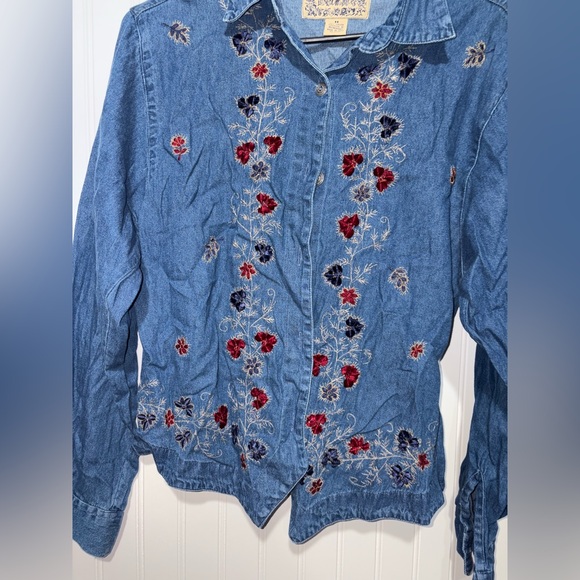 Vintage Tantrum Blues Embroidered Denim Top| Size Medium - Picture 3 of 5